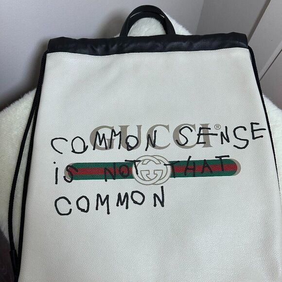 NWOT Gucci X Coco Capitan Common Sense White Logo Drawstring Backpack - Picture 9 of 11